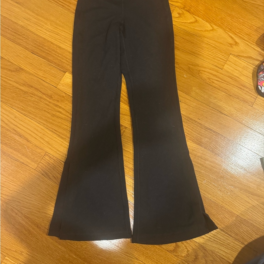 90 Degree By Reflex Kids Black Flared Leggings with side slit